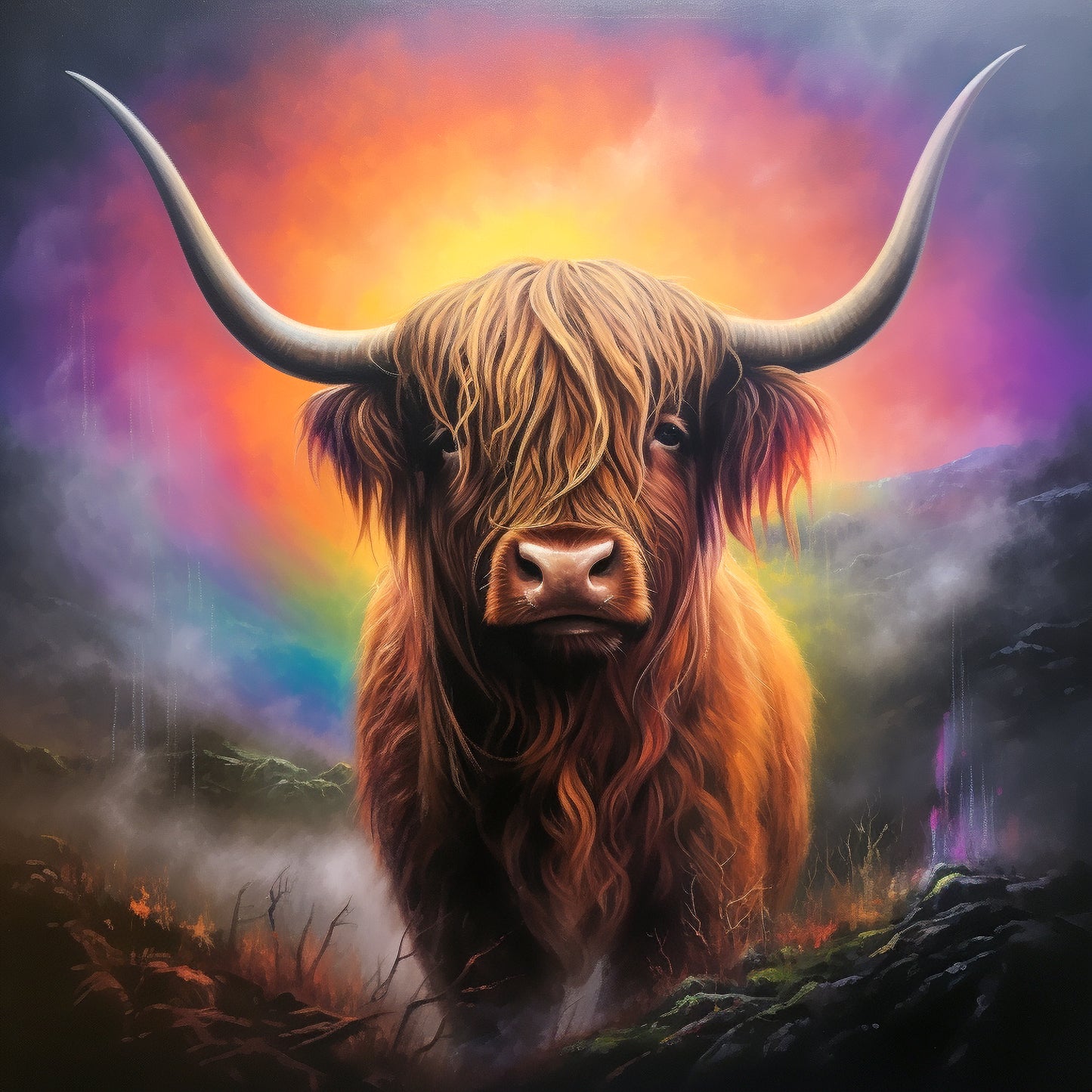 Highland Cow Water Color Card - Personalised Highland Cow Card