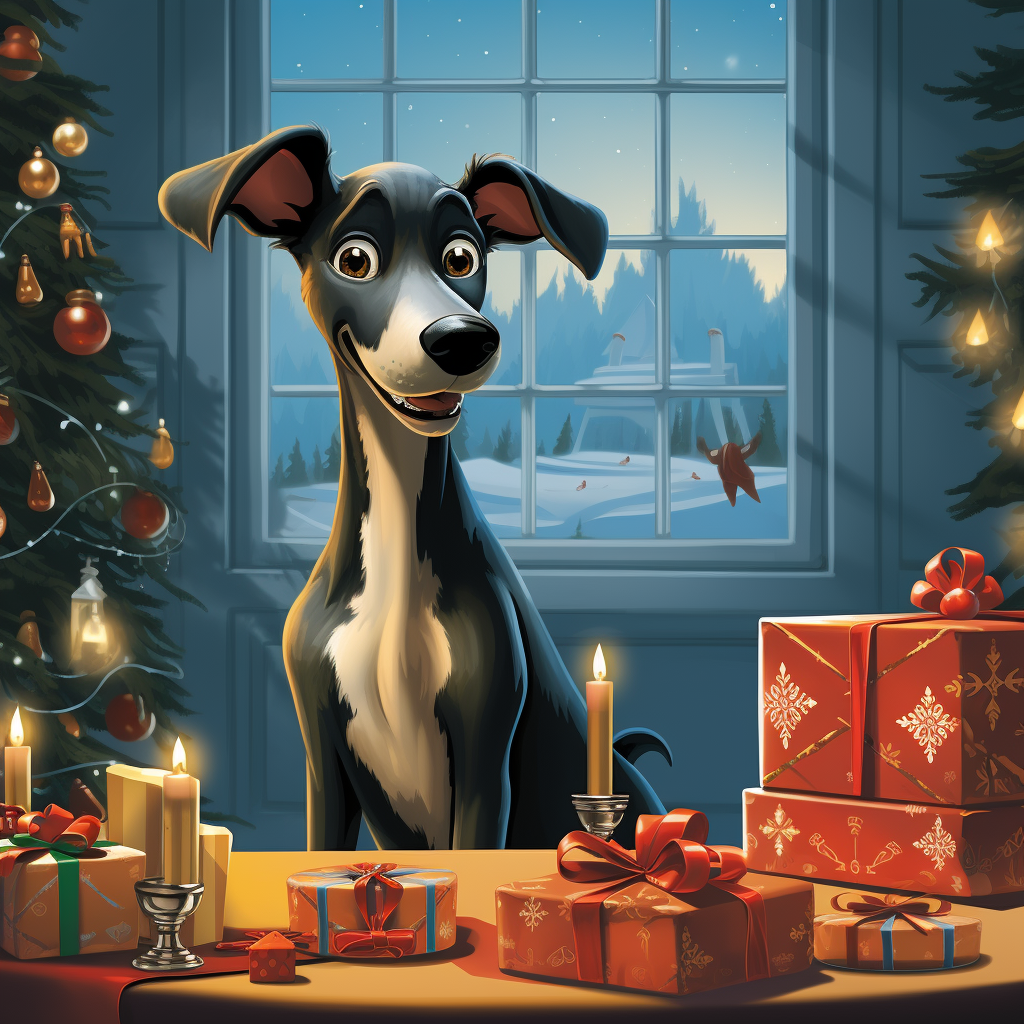 Greyhound Xmas Card - Personalised Greyhound Card