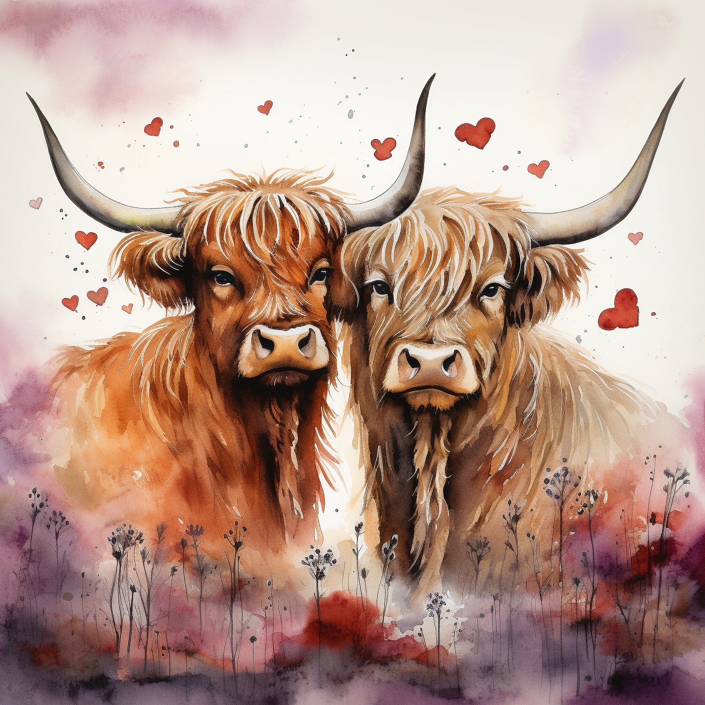 Highland Cow Water Color Card - Personalised Highland Cow Card