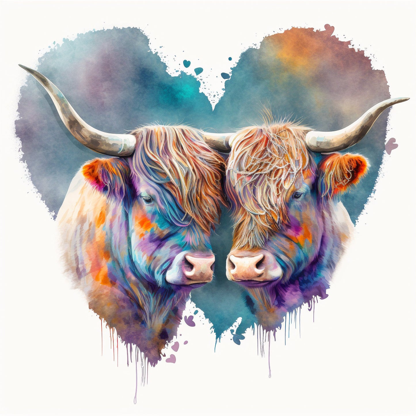 Highland cows In Love Greetings Card, Highland cows Valentine's Card, Valentines Card, Highland cows Anniversary Card, Wedding Card