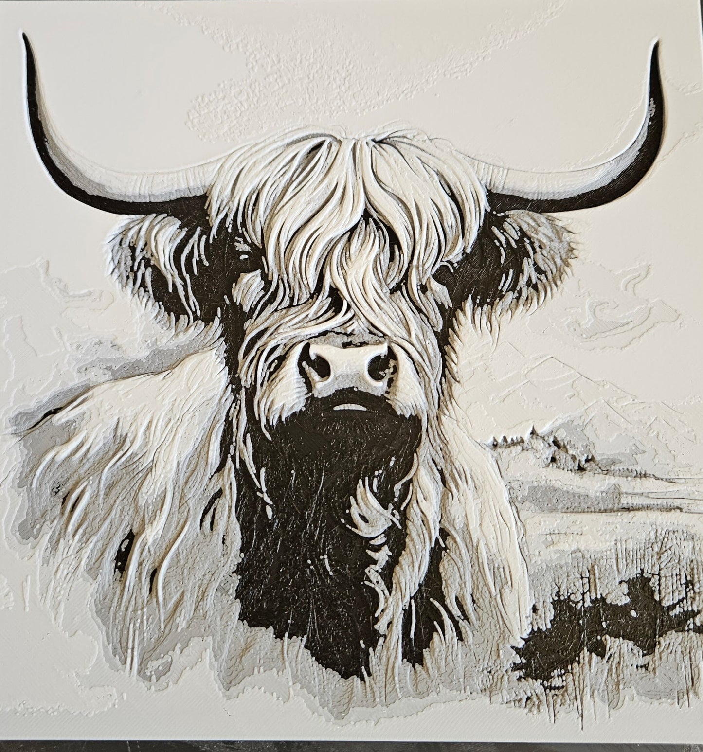 Majestic." 3D Print, Highland Cow art,Highland Cow print,Highland Cow wall art, Highland Cow home decor, Highland Cow art decor with Frame