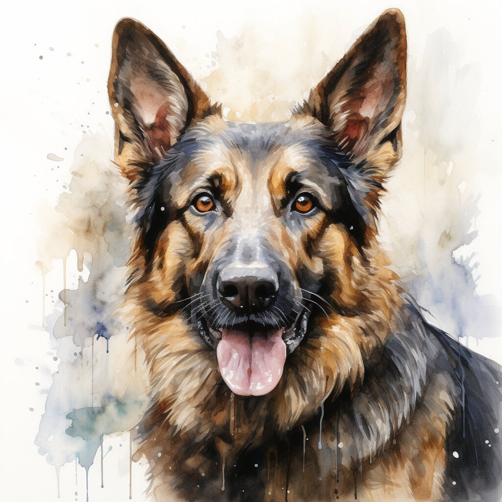 Majestic 10 x Print Watercolour German Shepherd art German Shepherd print German Shepherd watercolour German Shepherd wall art