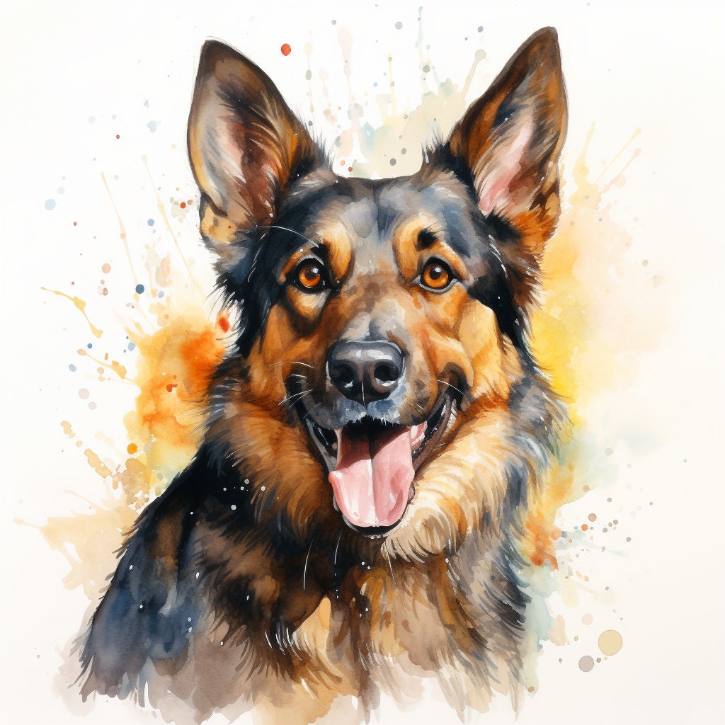 Majestic 10 x Print Watercolour German Shepherd art German Shepherd print German Shepherd watercolour German Shepherd wall art