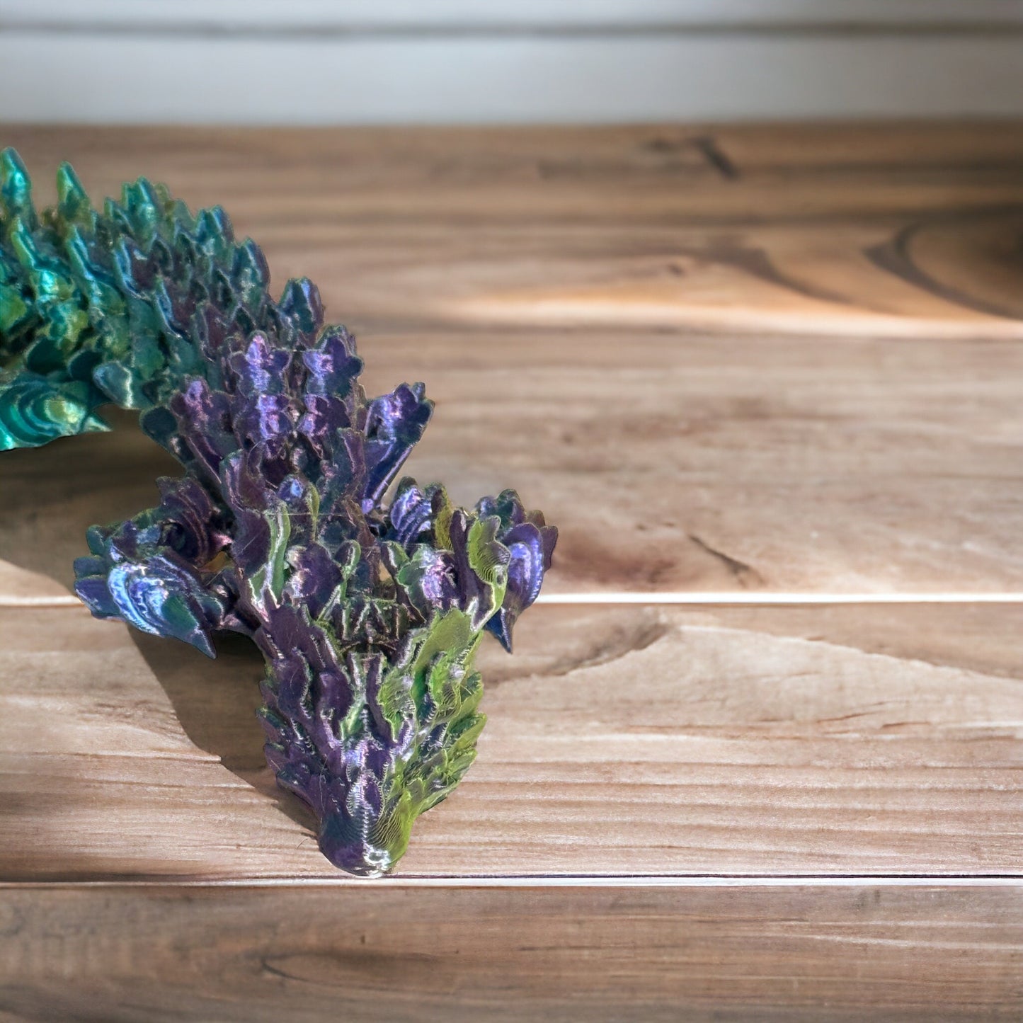 Discover Enchantment with Our Articulated Light Green , Blue & Yellow Dragon - 3D Printed Wonder!
