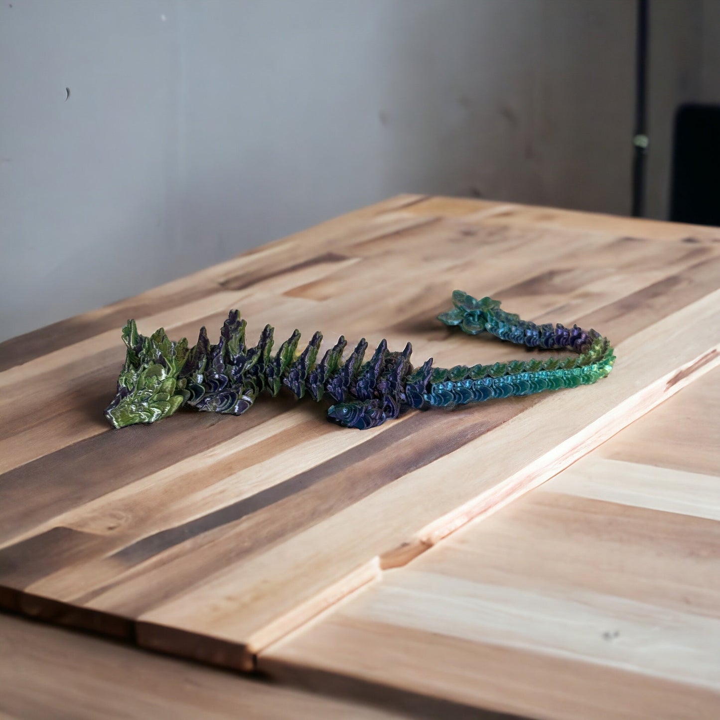 Discover Enchantment with Our Articulated Light Green , Blue & Yellow Dragon - 3D Printed Wonder!