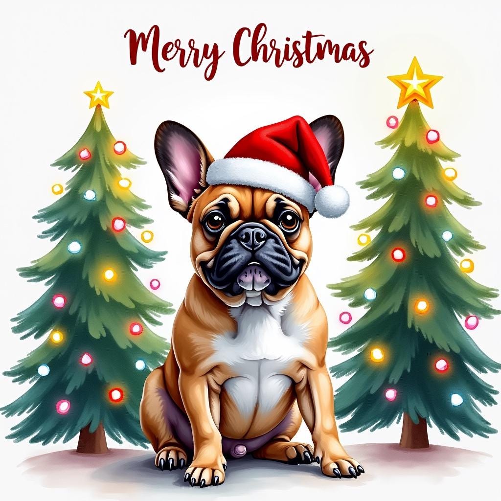 French Bulldog Christmas Card – Whimsical Holiday Card for French Bulldog Lovers