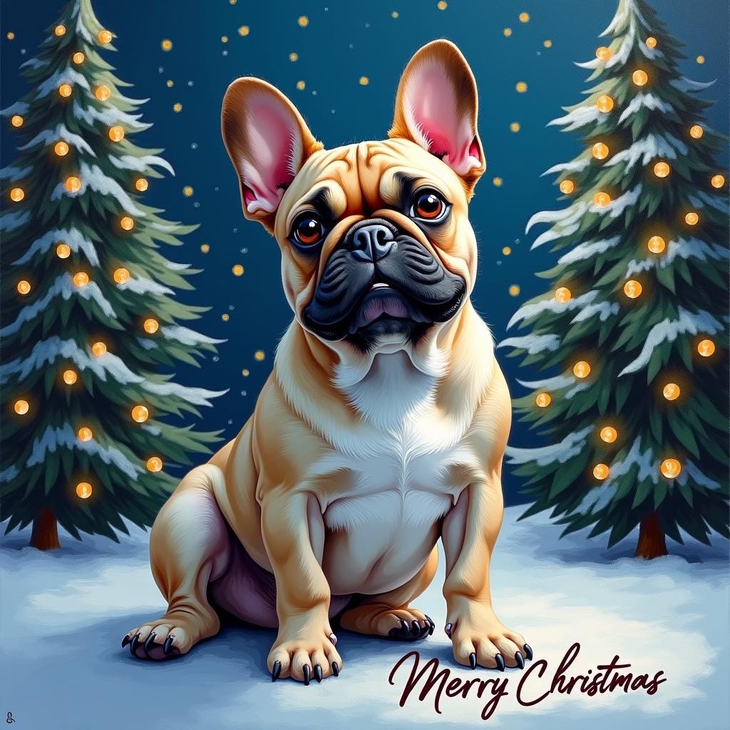 French Bulldog Christmas Card – Whimsical Holiday Card for French Bulldog Lovers