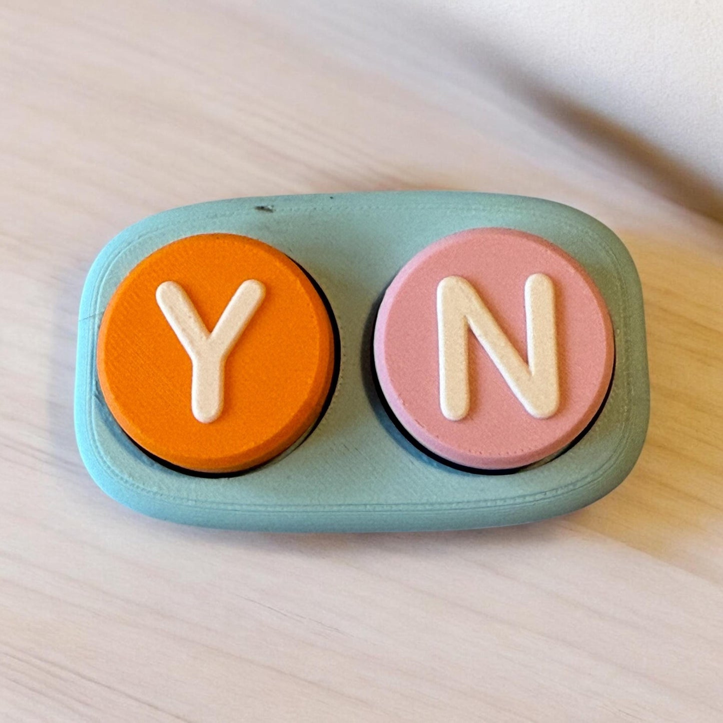 Adorable 3D Printed Yes/No Clicker - Perfect Handheld Size! Pink / Blue
