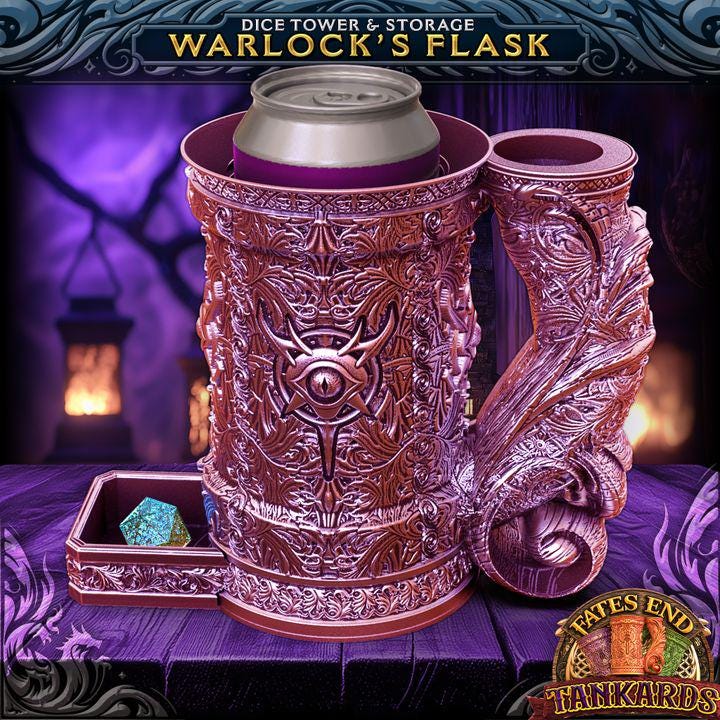 Warlock Tankard Dice Tower | Dungeons and Dragons | DnD | D&D | RPG Game | Pathfinder | Barbarian Tankard and Dice Tower Combo Any color