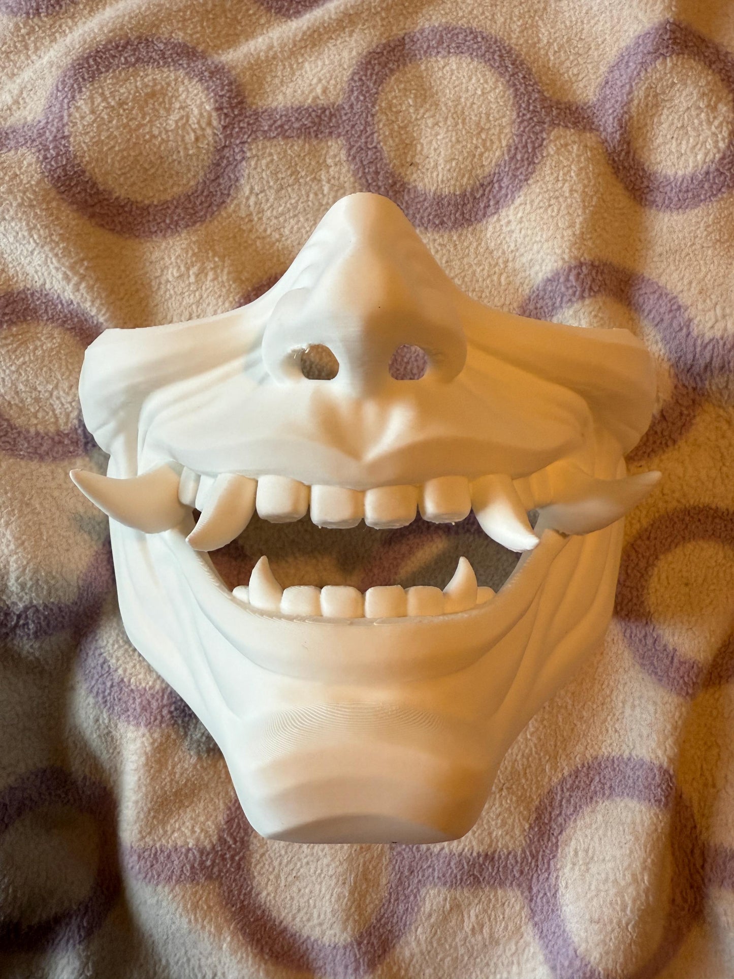 3D Printed Oni Jaw Mask – Multi-Color or Painted White – Customizable Cosplay Mask