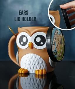 Owlfonso the Owl Ice Cream Pint Holder | Eco Friendly 3D Printed Pint Cozy with Spoon Slots | Cute Owl Gift for Ice Cream Lovers