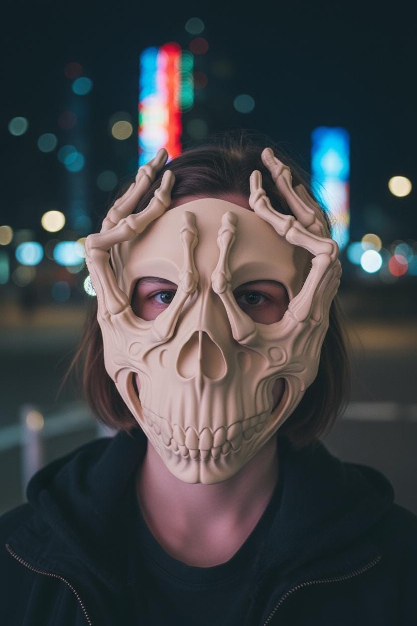 3D Printed Skull Mask with Hand β Creepy Gothic Wall Art / Cosplay Display