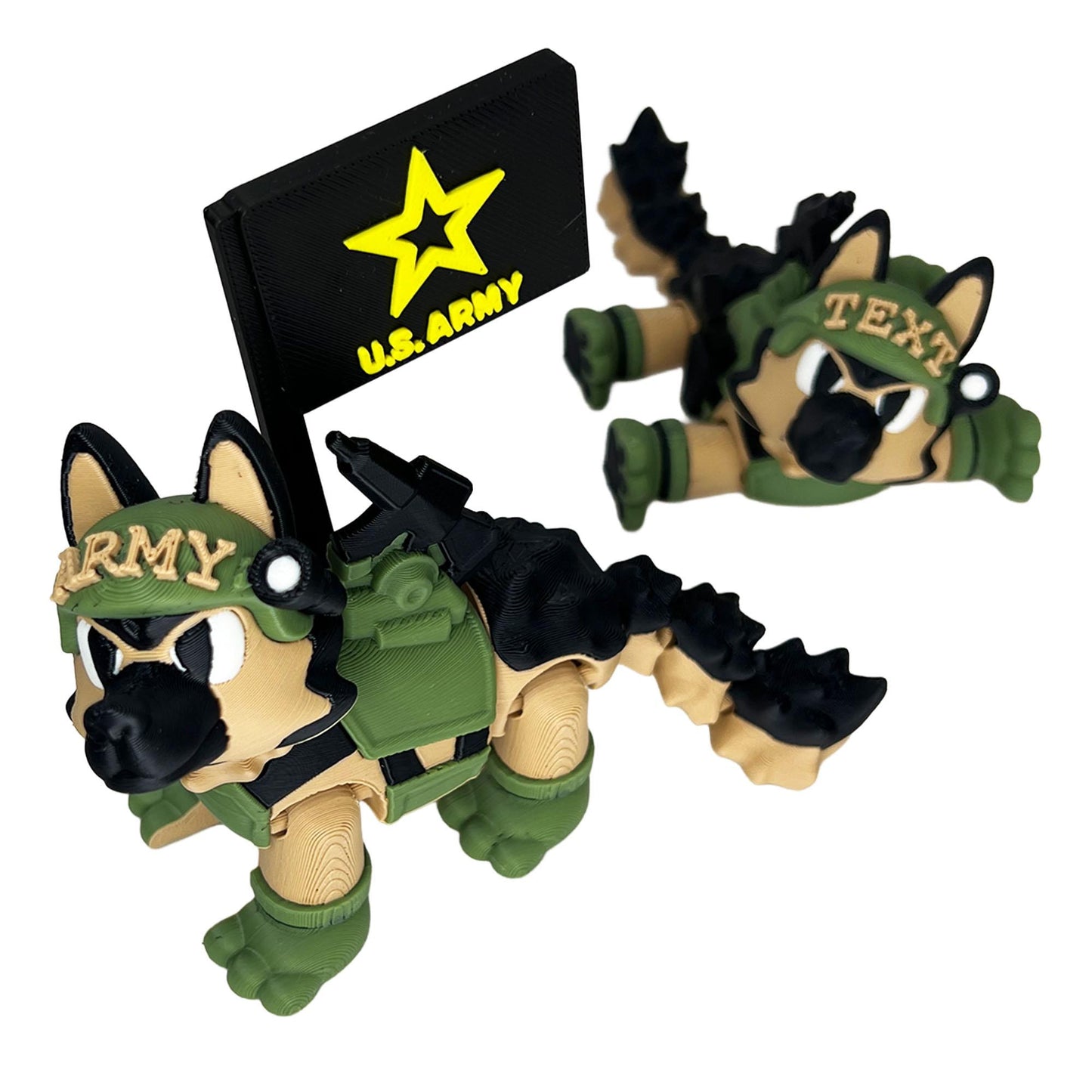 Army German Shepherd Dog | 3D Printed Flexi Toy | Figurine