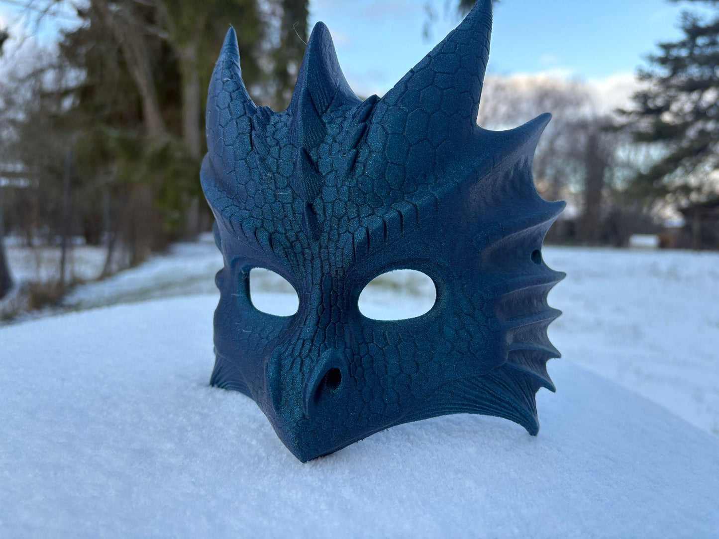 Elegant Wearable 3D Printed Dragon - Mask ā Custom Colors Available