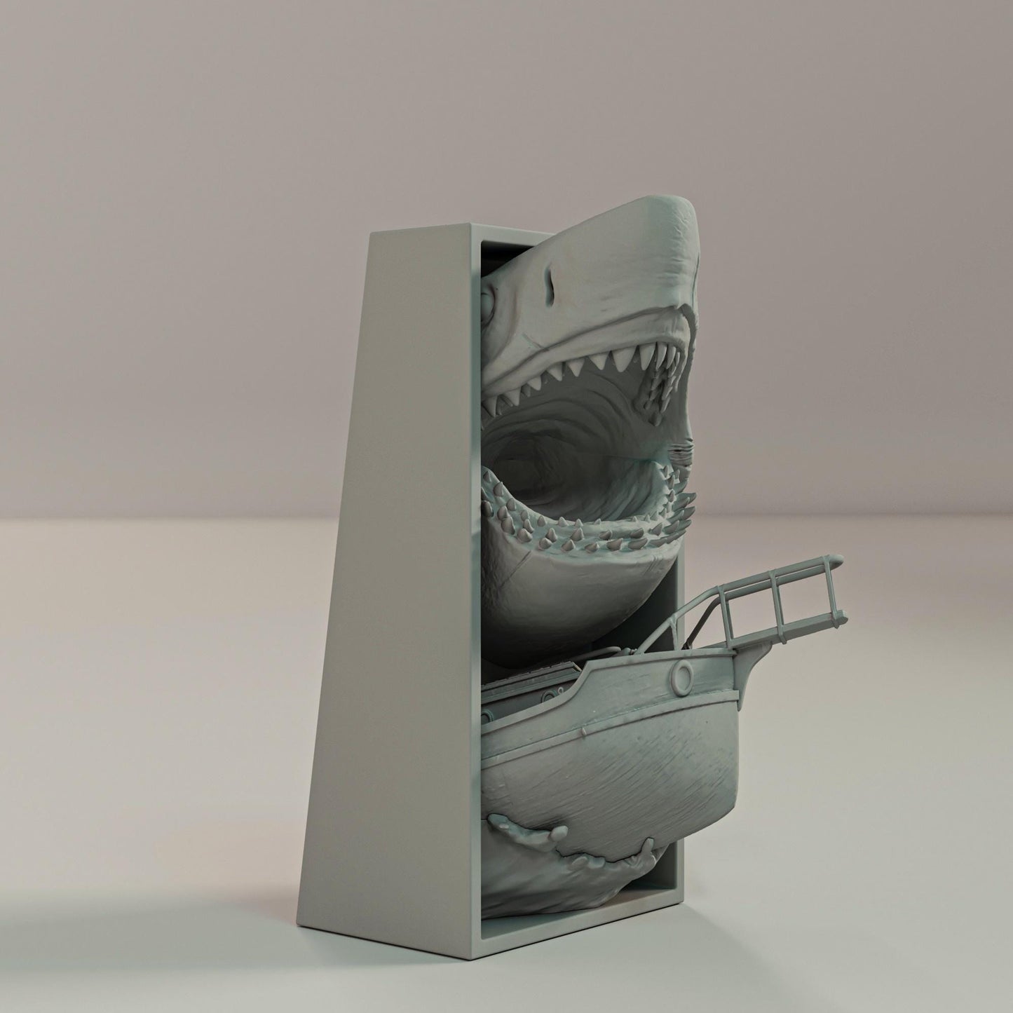Great White Shark Book Nook | Ocean Horror Bookshelf Insert 3D Printed