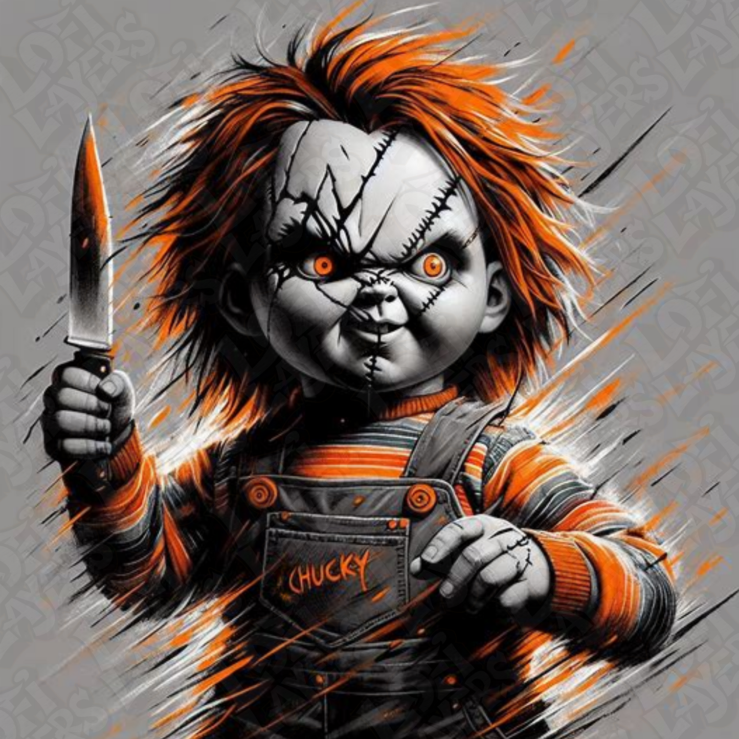 3D painted picture, 3D printed painting, FanArt - Chucky