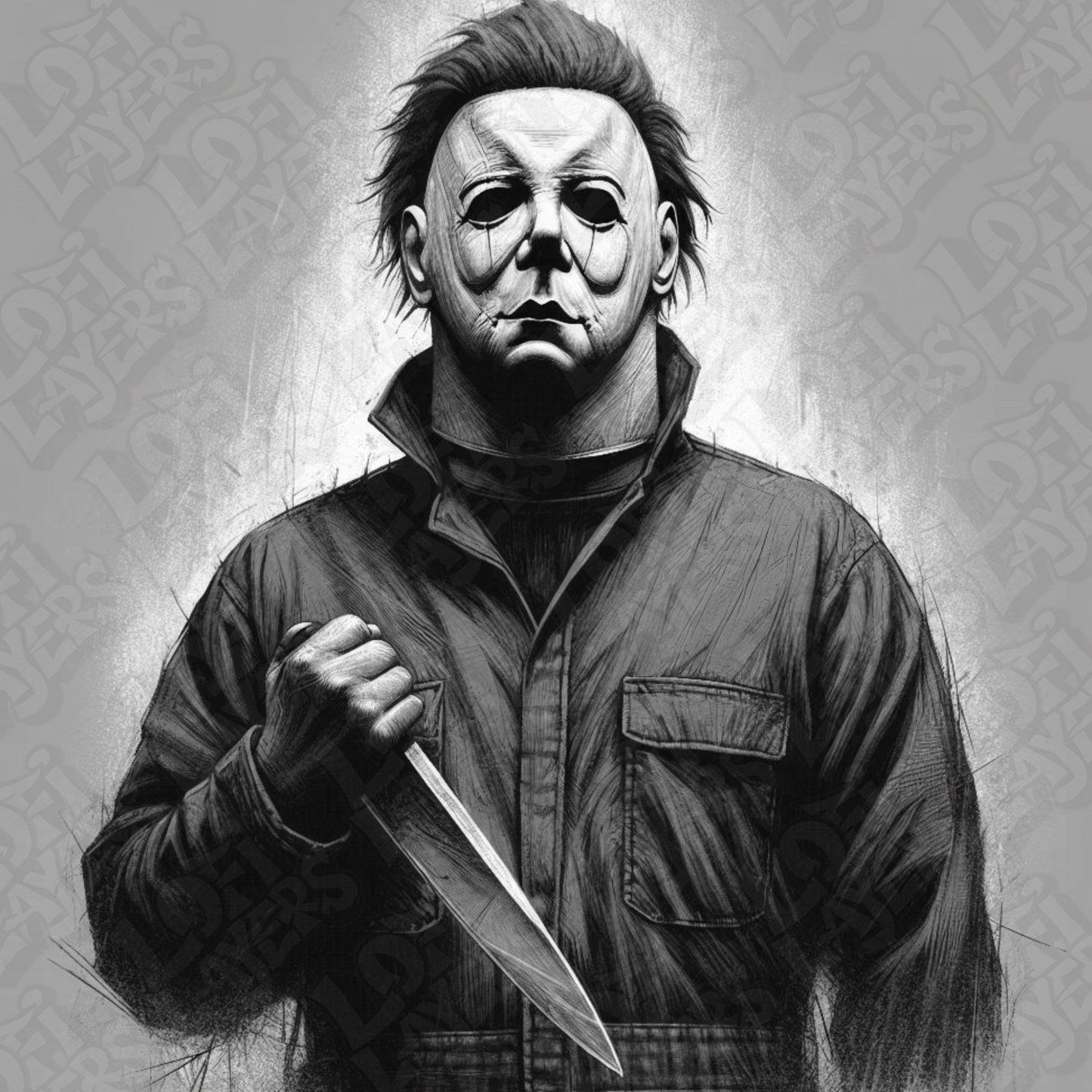 3D painted picture, 3D printed painting, FanArt - Michael Myers