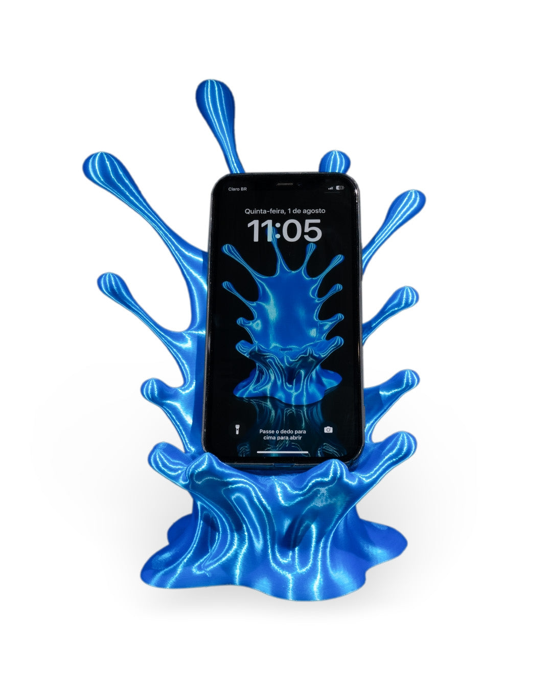 Water Splash 3D Printed Phone Stand | Customizable Colors | Charging Cable Friendly