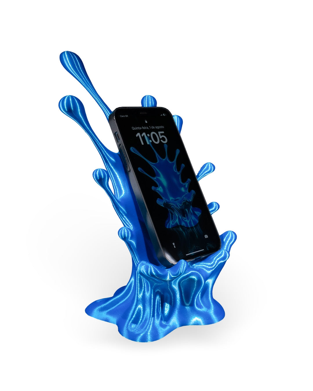 Water Splash 3D Printed Phone Stand | Customizable Colors | Charging Cable Friendly