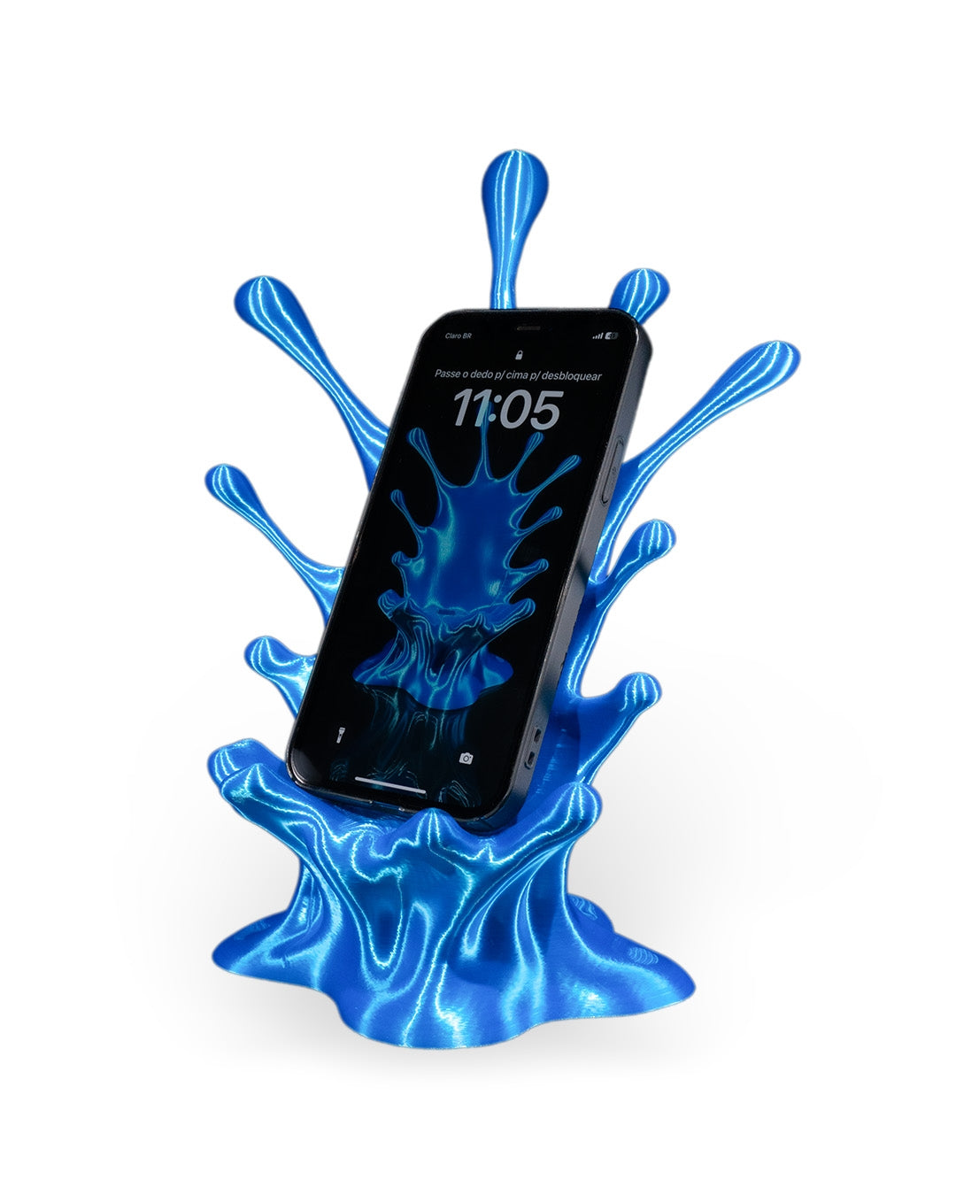 Water Splash 3D Printed Phone Stand | Customizable Colors | Charging Cable Friendly