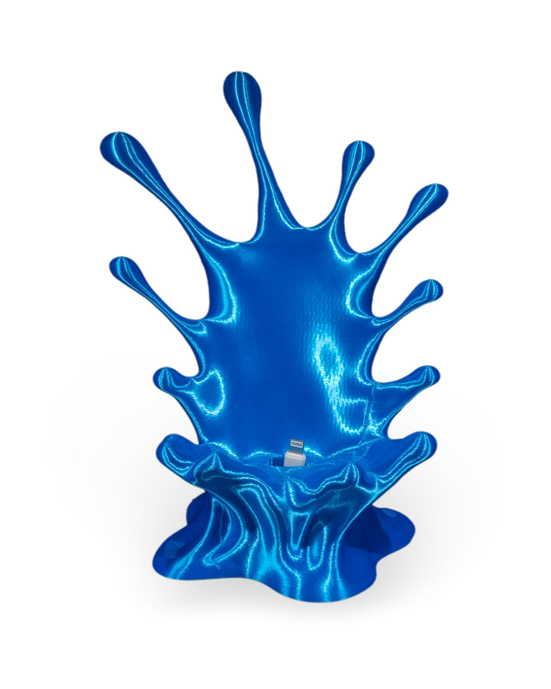 Water Splash 3D Printed Phone Stand | Customizable Colors | Charging Cable Friendly