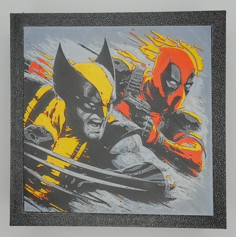 3D painted picture, 3D printed painting, FanArt - Deadpool and Wolverine