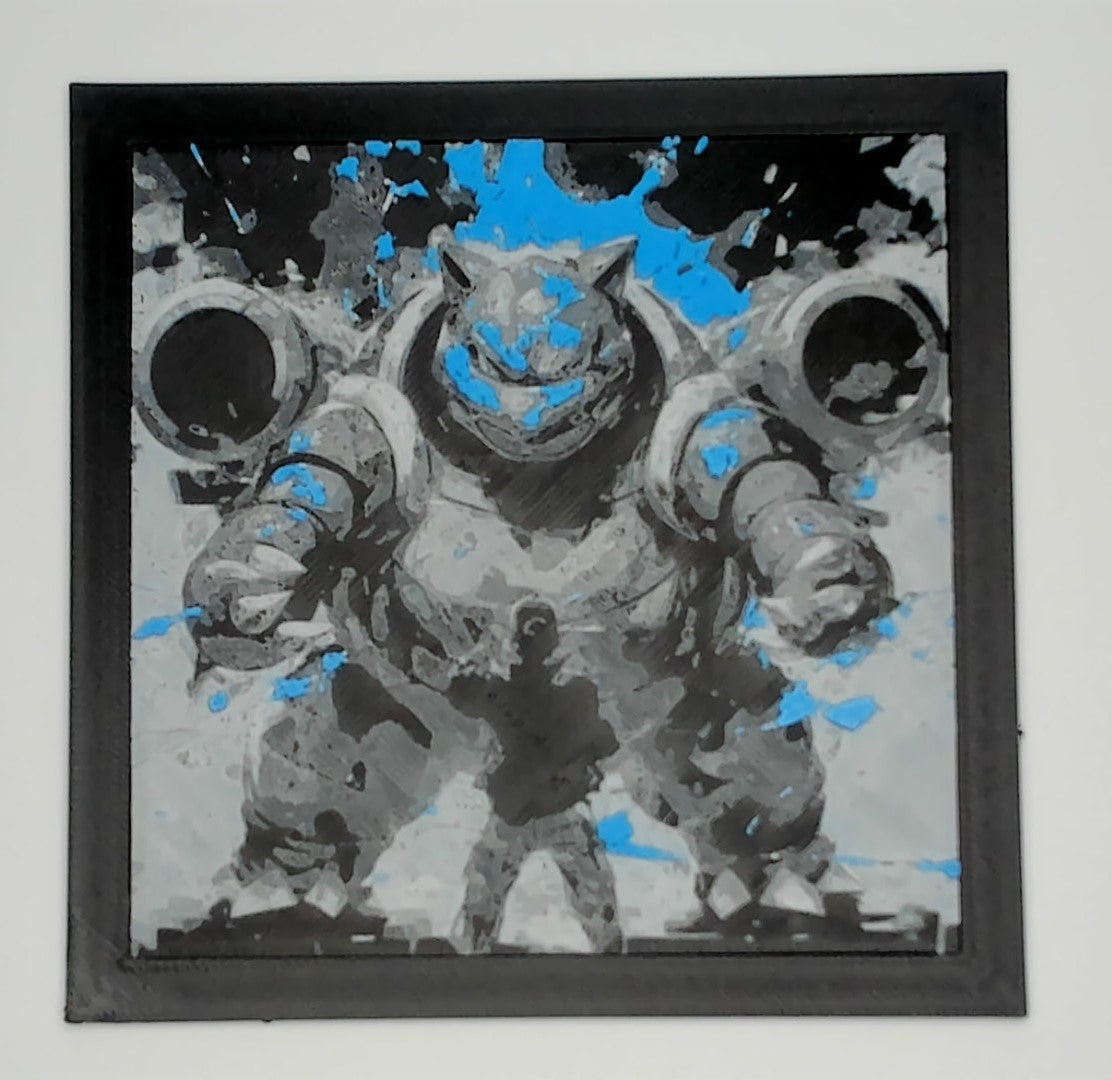 3D painted picture, 3D printed painting, FanArt - Blastoise Battle