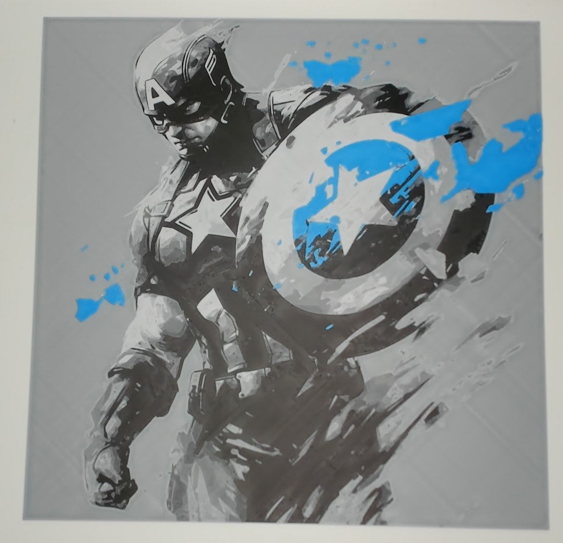 3D painted picture, 3D printed painting, FanArt - Captain America