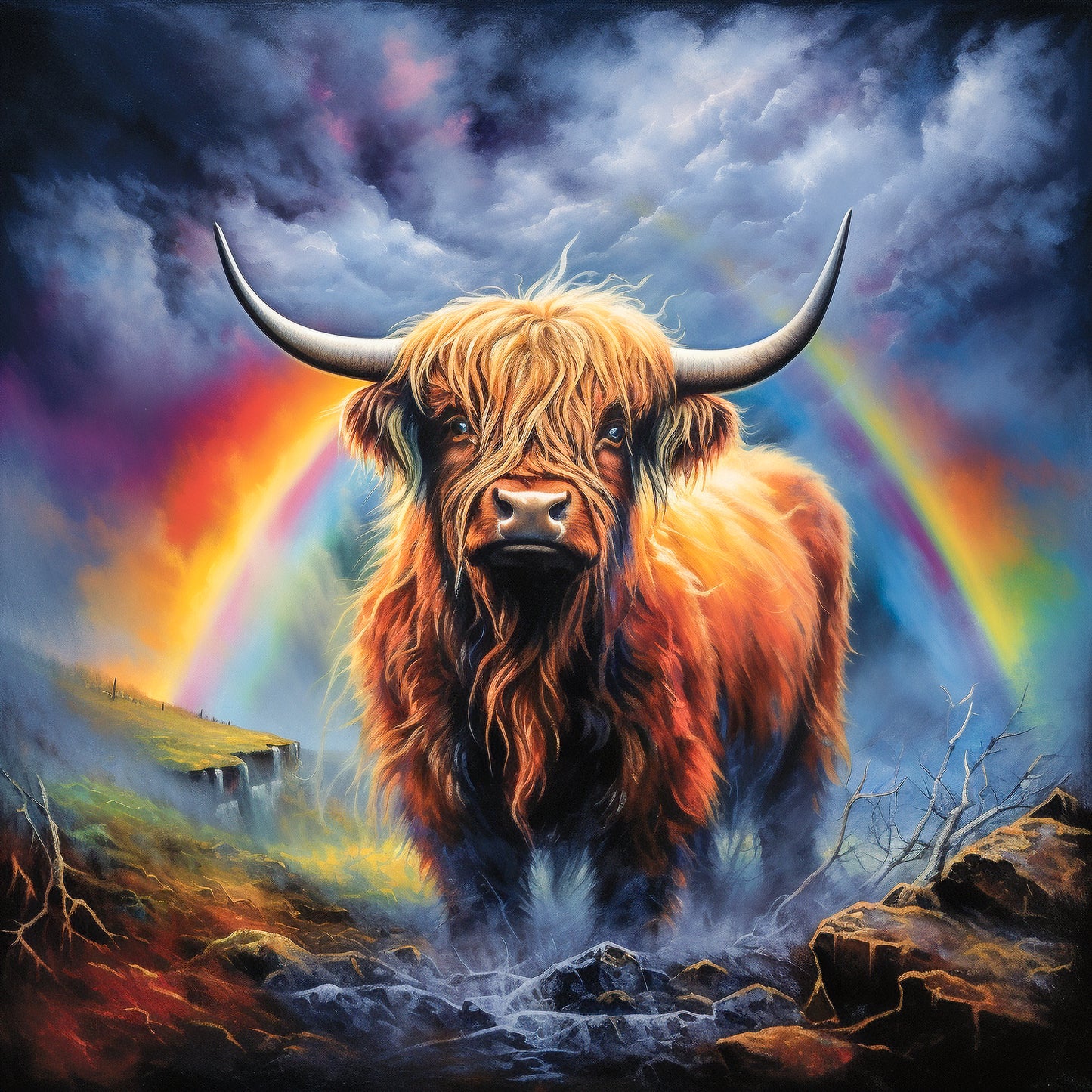 Highland Cow Water Color Card - Personalised Highland Cow Card
