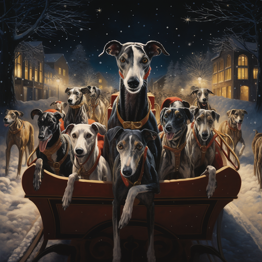 Greyhound Xmas Card - Personalised Greyhound Card