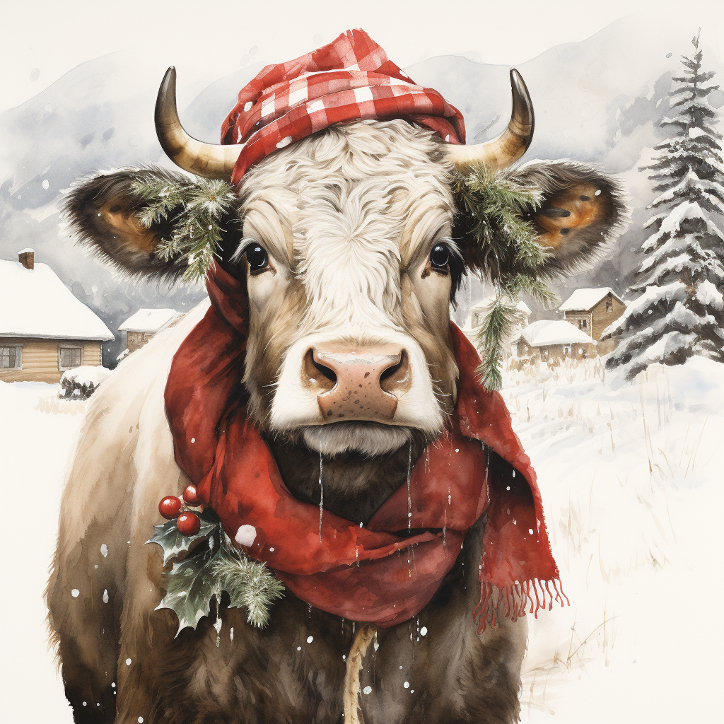 Copy of Highland Cow christmas card  Water Color Card - Personalised Highland Cow Card