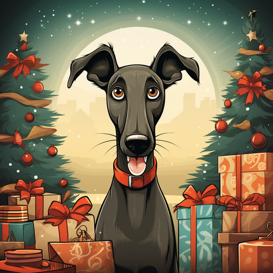 Greyhound Xmas Card - Personalised Greyhound Card