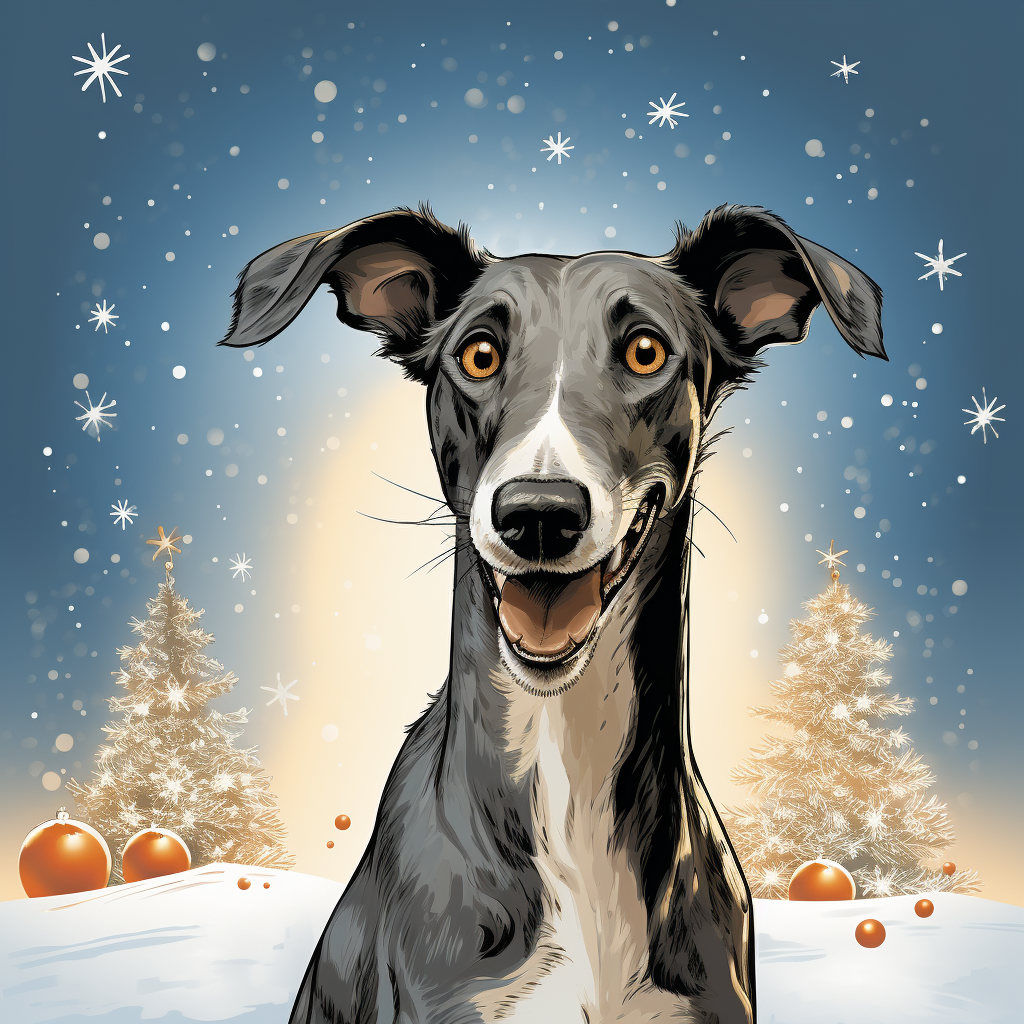 Greyhound Xmas Card - Personalised Greyhound Card