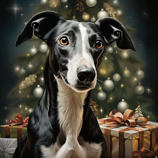 Greyhound Xmas Card - Personalised Greyhound Card