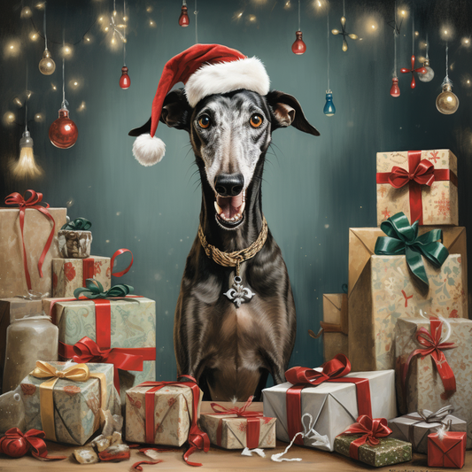 Greyhound Xmas Card - Personalised Greyhound Card