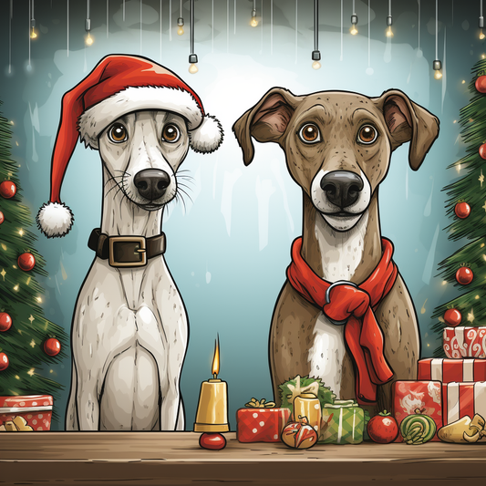 Greyhound Xmas Card - Personalised Greyhound Card