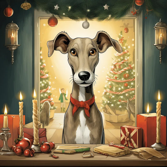 Greyhound Xmas Card - Personalised Greyhound Card