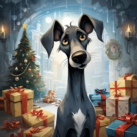 Greyhound Xmas Card - Personalised Greyhound Card