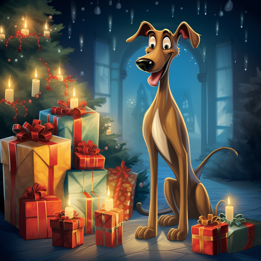 Greyhound Xmas Card - Personalised Greyhound Card