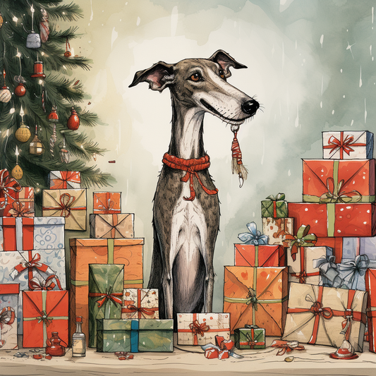 Greyhound Xmas Card - Personalised Greyhound Card