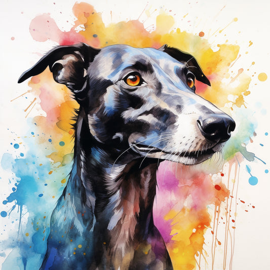 Greyhound Water Color Card - Personalised Greyhound Card