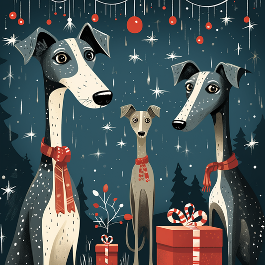 Greyhound Xmas Card - Personalised Greyhound Card