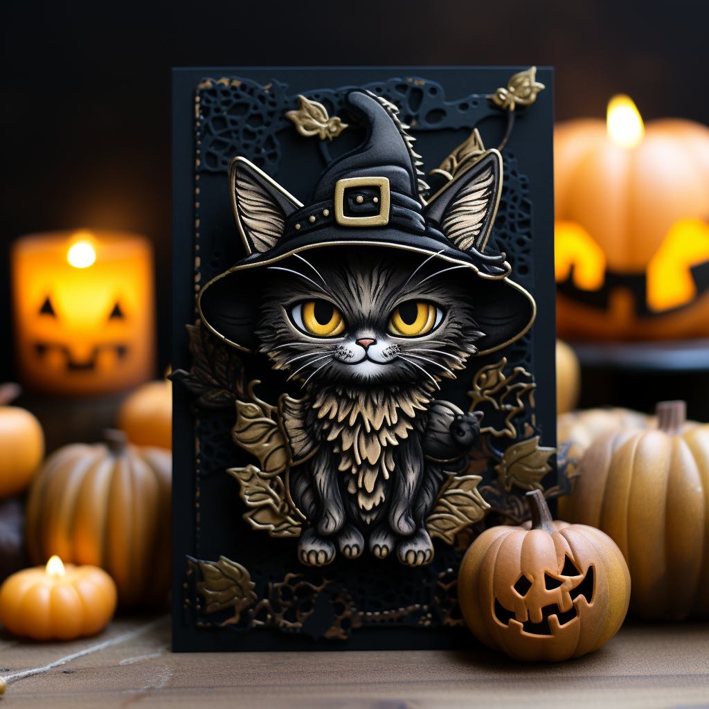 Happy Halloween Cat Card - Personalised Happy Halloween Card - Halloween Card for Nan/Grandma/Auntie/Uncl