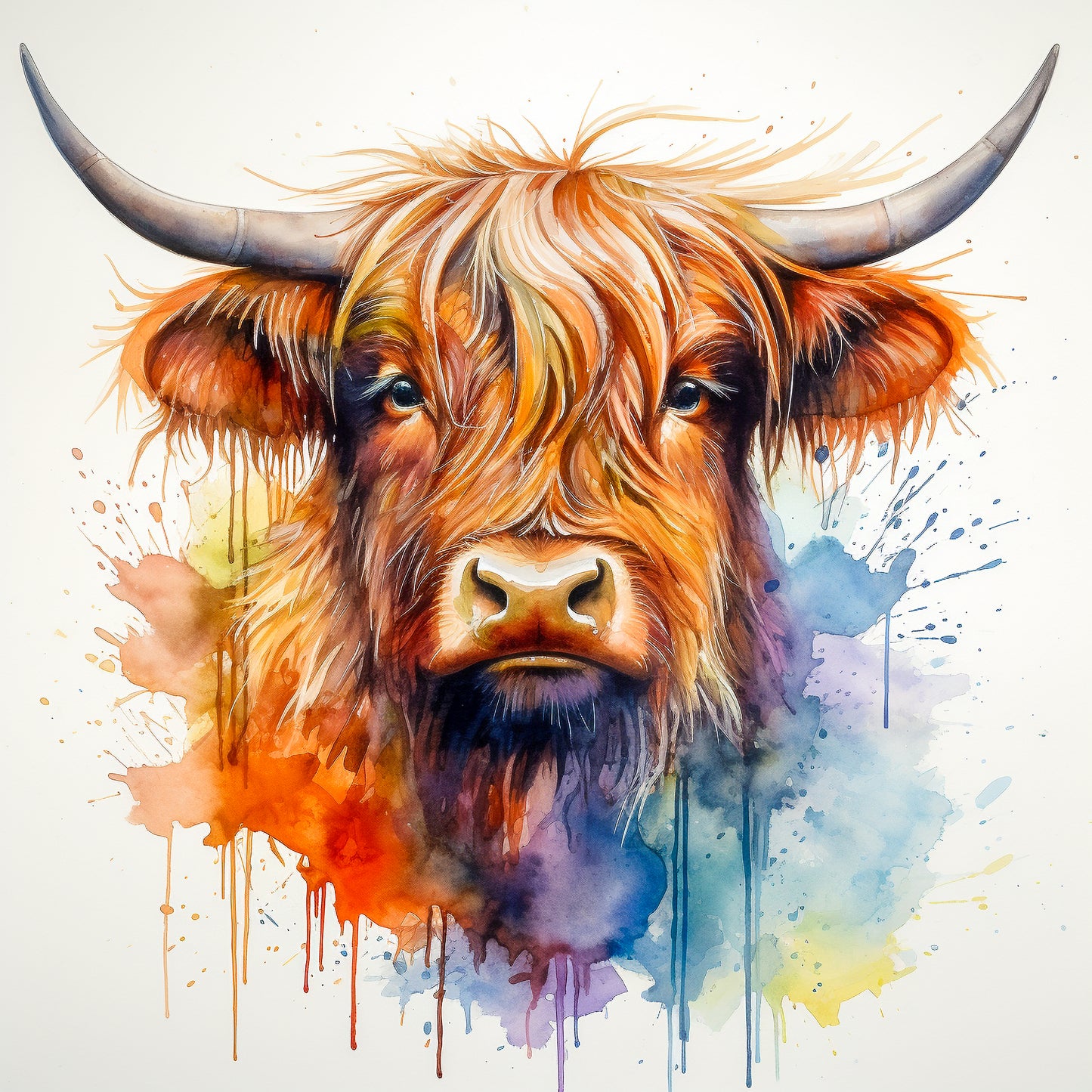 Highland Cow Water Color Card - Personalised Highland Cow Card