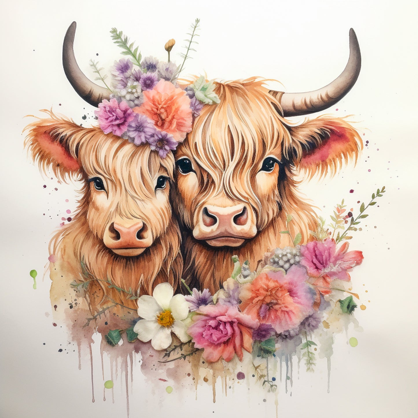 Highland Cow Water Color Card - Personalised Highland Cow Card