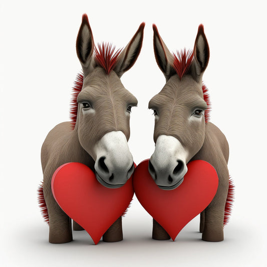 Donkey's In Love Greetings Card, Donkey Valentine's Card, Valentines Card, Donkey Anniversary Card, Wedding Card, Cute Valentines