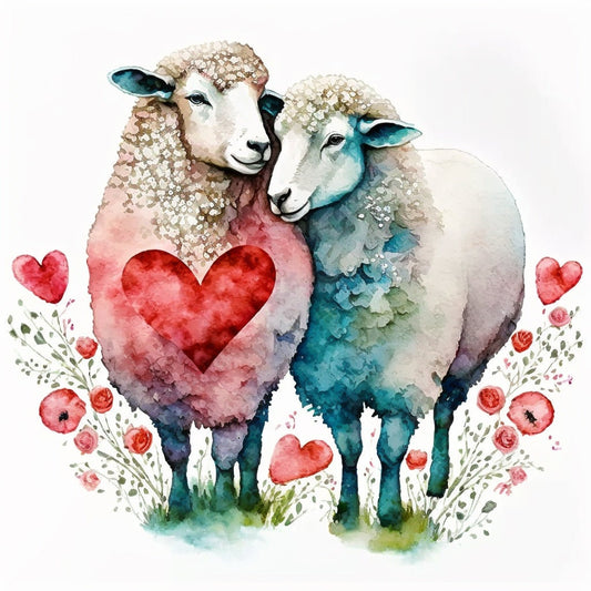Sheep In Love Greetings Card, Sheep Valentine's Card, Valentines Card, Sheep Anniversary Card, Wedding Card, Cute Valentines