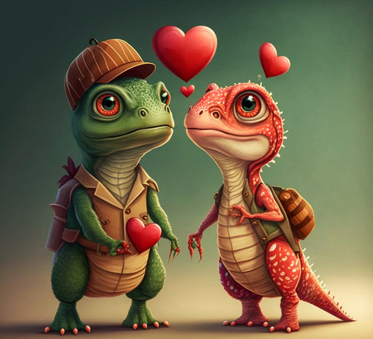 Lizards In Love Greetings Card, Lizards Valentine's Card, Valentines Card, Lizards Anniversary Card, Wedding Card, Cute Valentines