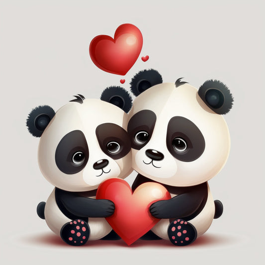 Panda In Love Greetings Card, Panda Valentine's Card, Valentines Card, Panda Anniversary Card, Wedding Card, Cute Valentines
