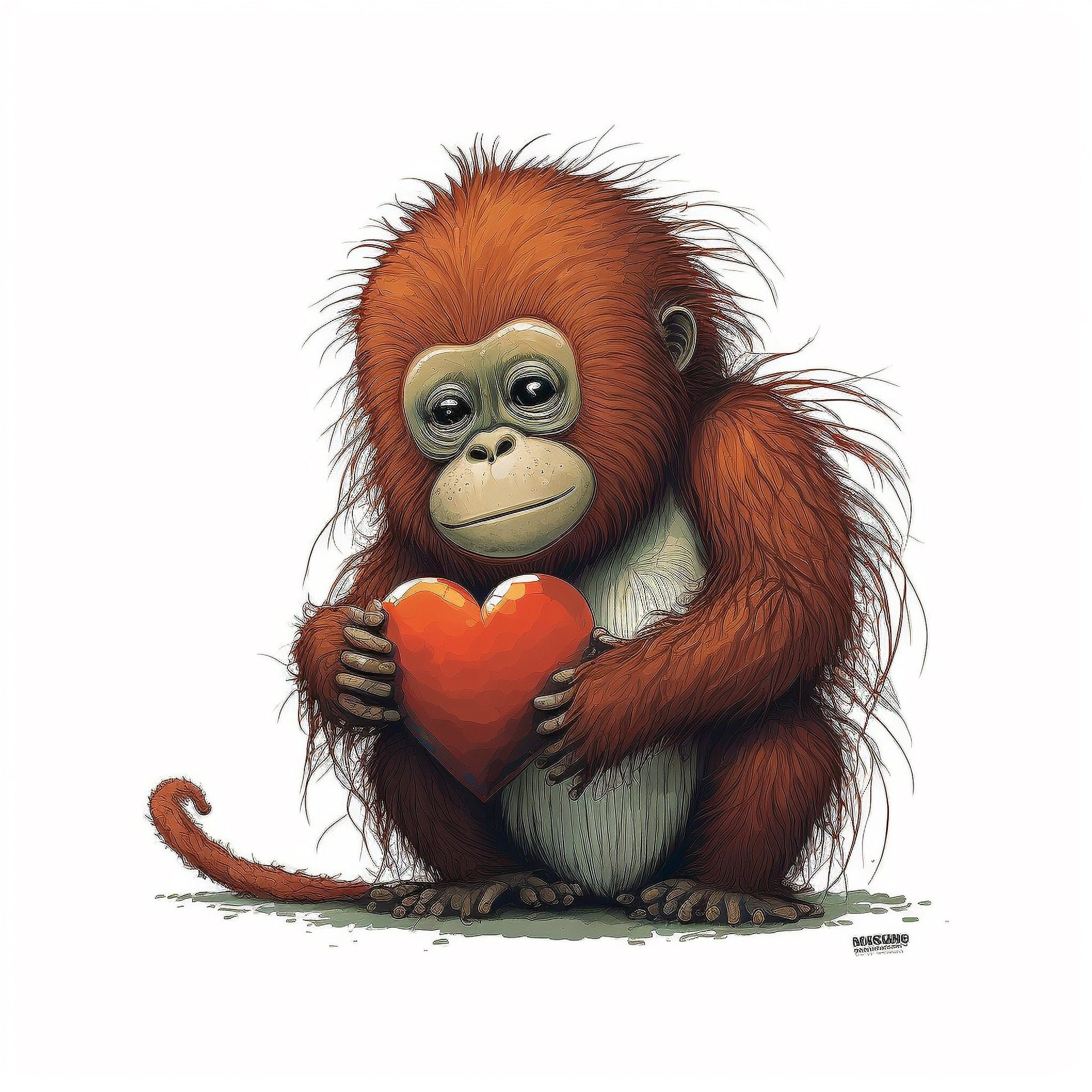 Orangutan In Love Greetings Card, Orangutan Valentine's Card, Valentines Card, Orangutan Anniversary Card, Wedding Card, Cute Valentines